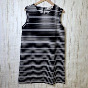 Loft Blue White Striped Cap Sleeve Shift Dress